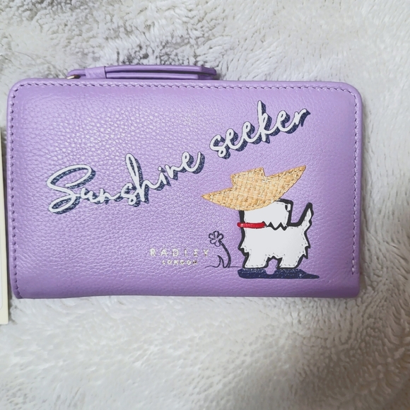 NWT! RADLEY LONDON Medium Purple Leather Bifold Wallet! - Picture 3 of 12